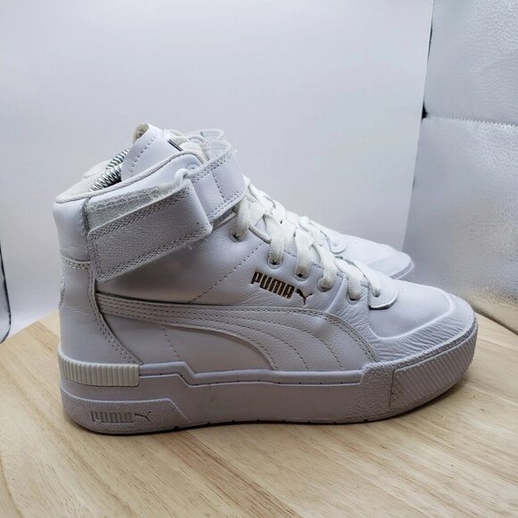 Puma Cali Sport highs White/Gold shoes 373871- 01 Women's 6.5 Sneakers - Picture 1 of 7